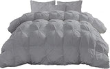 Linen Era 3PCs Pinch Pleated King Size Comforter Set All-Season 500 GSM 800 Thread Count 100% Egyptian Cotton Silver King (106'' x 90'')