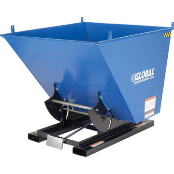 Steel Self-Dumping Forklift Hopper with Bump Release by Global Industrial – 61.62"L x 41.31"W x 42.69"H, 1.0 cubic_yards, Alloy Steel, Blue & Black, Model 989024