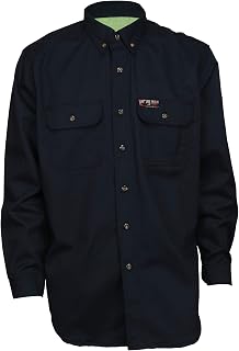 MCR Safety Summit Breeze Flame Resistant FR Long Sleeve Shirt, 7-Ounce Cotton, Vents, Men's Work Shirt, Navy 5X-Large Tall