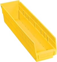 Nestable Shelf Bin, Plastic, 4-1/8"W X 17-7/8"D X 4" H, Yellow - Lot of 12