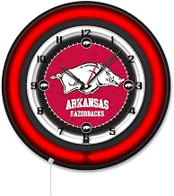 Holland Bar Stool Clk19BKArknUn NCAA 19 in. Dia. University of Arkansas Double Neon Wall Clock Black