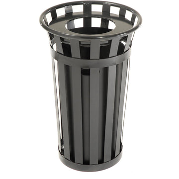 24 Gallon Outdoor Metal Waste Receptacle by Global Industrial – 24.0 gallons, Steel, Black, Model 237725BK