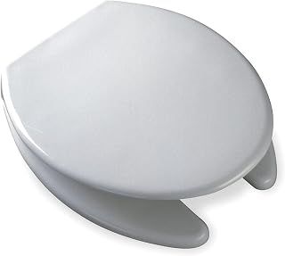 Bemis 1950 Commercial Open Front Plastic Toilet Seat, Heavy Duty Industrial Seat with Lid, Made in USA, Elongated, White