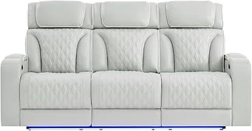 Global Furniture USA U8611 Blanche Silver PWR REC Sofa with PHR and LED