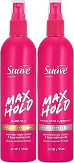 Suave Max Hold Non-Aerosol Hairspray, Scented & Unscented 2-Pack, 11 Oz