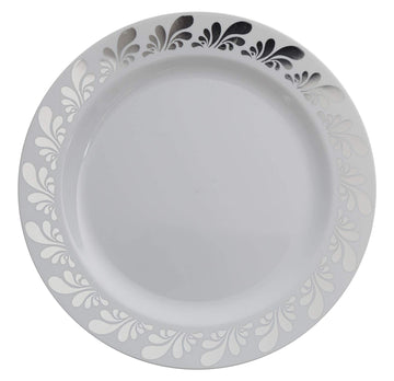 14 oz Silver Splash Design Soup Premium Plastic Wedding Bowls (40 Pack) China-Like by Exquisite – 14 oz (Bowl), 14 ounces, Plastic, Silver/White, Model unknown