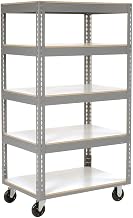 Global Industrial Easy Adjust Boltless 5 Shelf Truck, Laminate Shelves, Polyurethane Casters, 36" L x 24" W x 65" H