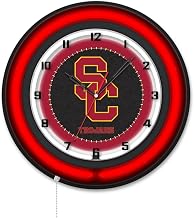 Holland Bar Stool Clk19BKSouCal NCAA 19 in. Dia. University of Southern California Double Neon Wall Clock Black
