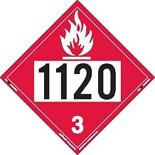 Labelmaster ZT2-1120 UN 1120 Flammable Liquid Hazmat Placard, Tagboard (Pack of 25)