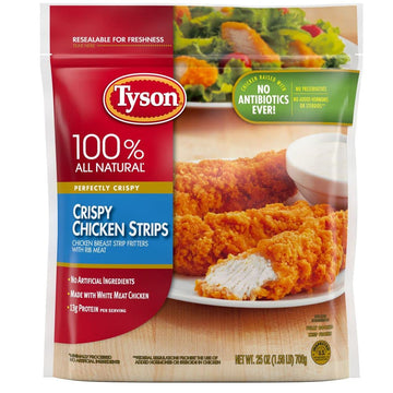 Fully Cooked Crispy Chicken Breast Strip Fritters with Rib Meat by Tyson – Commercial Grade