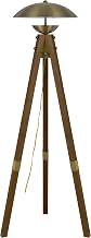 Cal Lighting BO-3801FL Lakeland 18W Intergrated LEDTripod Rubber Wood Floor Lamp with Half Domed Metal Shade