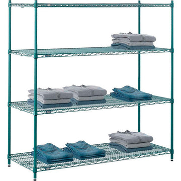5 Tier Wire Shelving Starter Unit by Nexel – 5, Epoxy, Green Epoxy, Model 24547G5