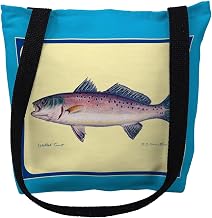 Betsydrake TY007BS 13 x 13 in. Multi Fish II Border Tote Bag - Small