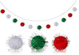 Christmas Pom Pom Garland, Christmas Banner Garland, Cute Felt White Red Green Ball,Hanging Ornaments Xmas Room Decorations for Tree Indoor Home Room