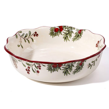 Whaline Holly Berry Ceramic Bowl, 8.7 Inch, Red Green