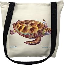 Betsydrake TY044S 13 x 13 in. Green Sea Turtle Tote Bag - Small