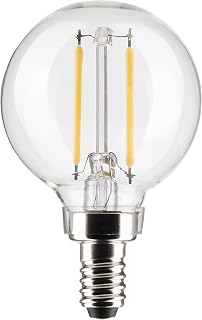 Satco S21200 3W Small G16.5 LED Filament Globe Light Bulb, Clear, E12 Candelabra Base, 2700K Warm White, 200 Lumens, 120V, Wet Location, 90 CRI, Dimmable (24 Pack)