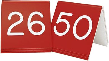 Cal-Mil 269B-1 Engraved Number Tent, 26-50, 3" Height, 3" Width, Red