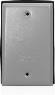 Leviton Blank Cover, 1-Gang, WM1B-GY, Outdoor Electrical Box Cover, Weatherproof, Gray