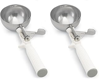 Vollrath 47139 Round Stainless Steel Dishers, Set of 2 (Size 6, 5 1/3-Ounce, White)