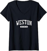 Womens Weston WI J03 Vintage Athletic Sports Design V-Neck T-Shirt
