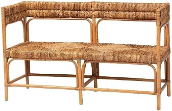 bali & pari Adisa Natural Rattan Bench - Handcrafted Banquette