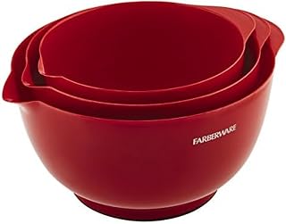 Farberware Classic Plastic Mixing Bowls, Red Set of 3, Small