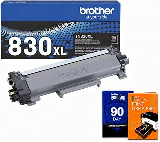 Brother Genuine TN830XL Black High-Yield Toner Cartridge, Up to 3,000-Page Yield, for HL-L2460DW, MFC-L2900DW, MFC-L2820DW, HL-L2420DW, Bundle with Deco Essentials Printer eBook