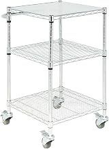 HUBERT Wire Cart 3-Shelf Chrome-Plated Steel - 24L x 21W x 39 3/4" H