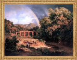 Art Oyster The Elder Karoly Marko Italian Landscape with Viaduct and Rainbow - 21" x 28" Premium Canvas Print with Antique Gold Finish Frame
