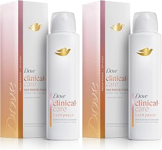 Dove Clinical + Care Antiperspirant Deodorant Dry Spray for Women Fresh Peach with Nourishing Serum 3.8 oz (Pack of 2)
