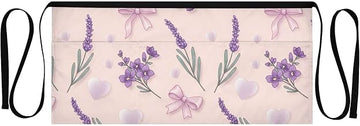 Lavender and Butterfly Waist Apron with 3 Pockets Waiter Server Short Aprons 25.2x11.8 Inch Stain Resistant Apron for Kitchen Garden Restaurant 1 Pack