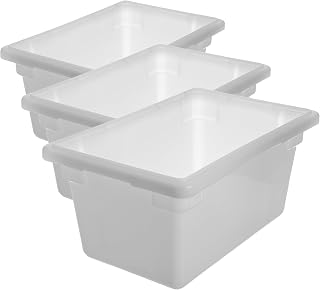 Carlisle FoodService Products Storplus Food Storage Container with Stackable Design for Catering, Buffets, Restaurants, Polyethylene (Pe), 5 Gallon, White (Pack of 3)