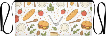 Food and Tableware Waist Apron with 3 Pockets Waiter Server Short Aprons 25.2x11.8 Inch Stain Resistant Apron for Kitchen Garden Restaurant 1 Pack
