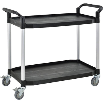 Large 2 Shelf Utility Cart by Global Industrial – Plastic, Black & Silver, Model PUC-220