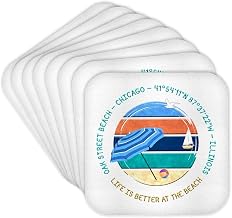 3dRose American Beaches - Oak Street Beach, Chicago, Illinois Travel Gift Set of 8 Coasters - Cork