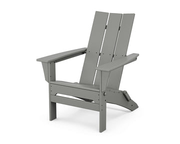Modern Folding Adirondack Chair by Polywood – 30 inches (W) x 32.25 inches (L) x 37 inches (H), High Density Polyethylene (HDPE), Slate Grey, Model MNA110GY