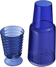American Atelier Bedside Water Carafe With Tumbler - Navy, Set of 2