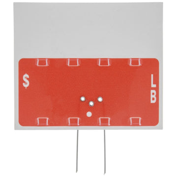 Price Tag Pin Style 4-Digit with Red Bulls-Eye White Plastic Write-On Wipe-Off - 4 1/2" L x 3 1/2" H by SHAW & SLAVSKY INC – 4.5*3.5 inches, Plastic, White, Model 604BEPT W/PINS