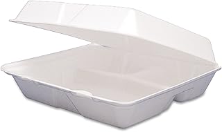 Dart 95HT3R Lg 3 Comp Foam Hinged Container, 9.5 in (Case of 200)