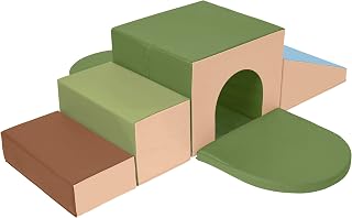 ECR4Kids SoftZone Single Tunnel Maze, Toddler Playset, Earthtone, 6-Piece