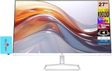 HP Series 5 527sa Monitor with Speakers 94F48AA#ABA Bundle with Docztorm Dock, 27" FHD IPS (1920x1080) Display, 2X HDMI, Flicker-Free, White/Silver (2026 Latest Model) (Pallet of 36 Units)