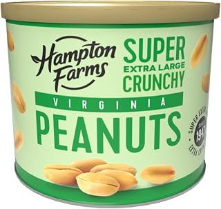 Hampton Farms Salted Peanuts, USA Grown Gourmet Nuts, 20 oz Canister | Crunchy roasted salted peanuts, USA grown, resealable canister, great for snacking and everyday enjoyment