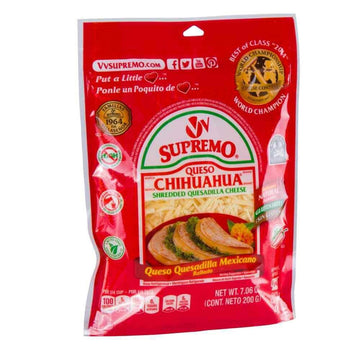 Supremo Queso Chihuahua Shredded Quesadilla Cheese by VV Supremo – 0.59 Ounce (Pack of 12), Pack of 12