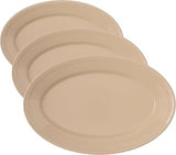 Carlisle FoodService Products Dallas Ware Plastic Oval Platter, Oval Tray, Melamine Platter For Restaurants, 9.25 X 6.25 Inches, Tan (Pack of 3)