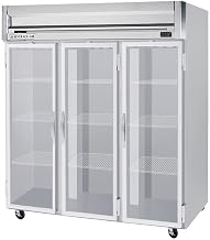 Beverage-Air HFP3-5G Horizon Series Three Section Glass Door Reach-In Freezer 74 cu.ft. Capacity Stainless Steel Front and Sides Aluminum
