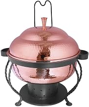 Expressly HUBERT 3.6 Qt Round Hammered Copper Finish Chafing Dish w/Stand | 11 1/2 Dia x 14" H