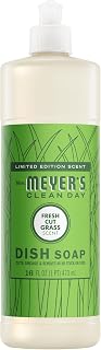 Mrs. MEYER'S CLEAN DAY Liquid Dish Soap, Fresh Cut Grass, 16 fl oz | Cuts Through Grease, Removes 48-Hour Stuck on Food, Cruelty Free, Made with Essential Oils and Aloe Vera Extract
