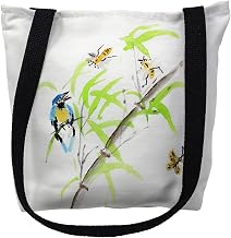 Betsydrake TY017G 18 x 18 in. Birds & Bees II Tote Bag - Large Black