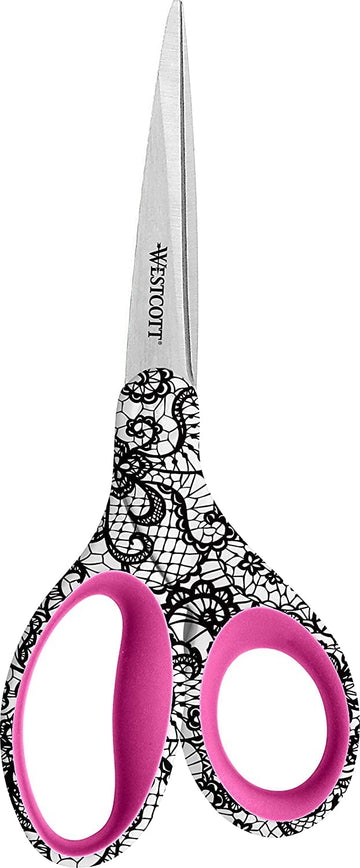 Trendsetter Straight Lace Pattern Scissor by Westcott – 8", Plastic, Multi, Model 16660